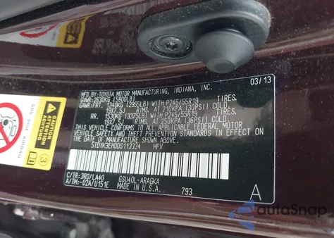 2013 Toyota Highlander Limited from USA, damaged, VIN 5TDYK3EH0DS113334